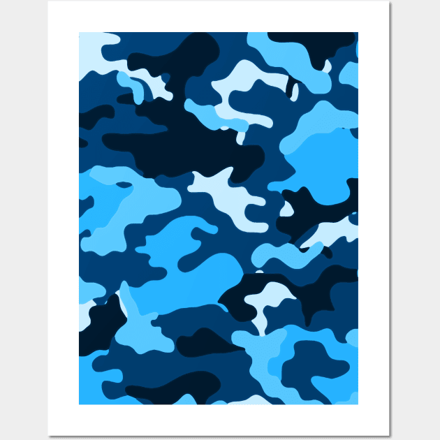 Blue Camouflage Pattern Wall Art by Styleuniversal